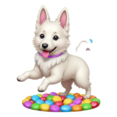 White belgian Shepard Dancing in Candyland sticker