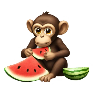 Monkey eating watermelon and fried chicken sticker