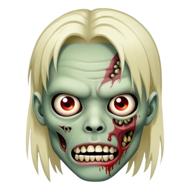 Zombie with a Japanese and Spanish face with piercings in the mouth and eyebrow and super straight hair.  sticker