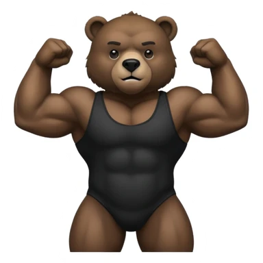 flexing bear with tanktop with black furr sticker