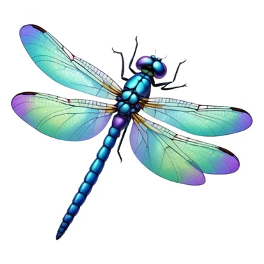 Blue, green and purple dragonfly sticker
