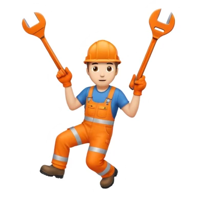 engineer hi-vis orange overalls falling over sticker