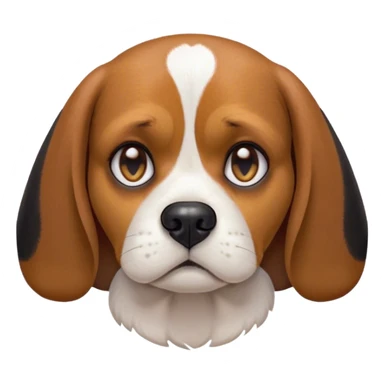 Cinematic Meme-Worthy Grumpy Beagle Portrait Emoji, Head held high but eyes filled with dramatic disappointment, showcasing a smooth tri-color coat of white, brown, and black, deeply furrowed brow forming an unmistakable scowl, floppy ears slightly angled back in disapproval, piercing hazel eyes glaring with pure exasperation, Simplified yet hilariously over-exaggerated features, highly detailed, glowing with an aura of supreme annoyance, high shine, exhausted yet judgmental, stylized with an almost regal pettiness, bright but brooding, soft glowing outline, capturing the essence of a companion that has seen it all and is thoroughly unimpressed, so meme-worthy it feels like it could instantly become the next viral sensation of grumpiness! sticker