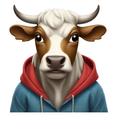 Bull wearing a hoodie sticker