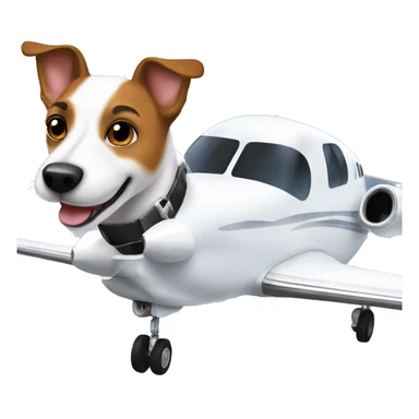 a jack russel driving a white private jet sticker