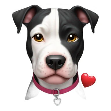 Black and white pitbull with heart on chest sticker