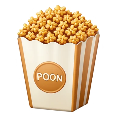 minimalist caramel popcorn in a plain package, golden brown caramel color, extremely simple design, no text, glossy iOS emoji style sticker