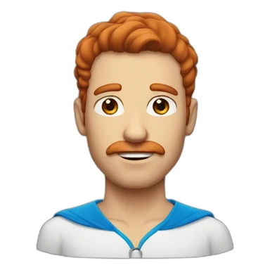 man with red hair and brown mustache with blue eyes sticker