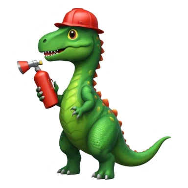 Dinosaur with a fire extintor sticker