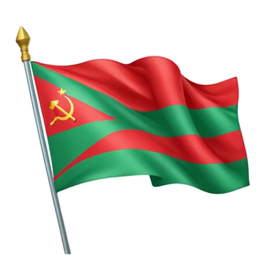 The flag of Transnistria, a horizontal tricolor of red, green, and red stripes with a hammer and sickle in the upper left corner, waving in the wind. sticker