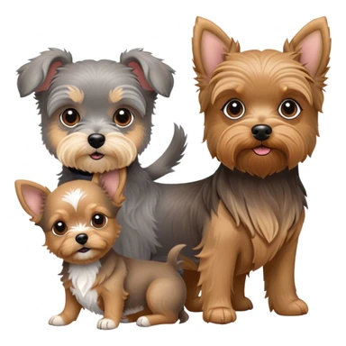 Golden doodle next to a grey miniature schnauzer next to a yorkie chihuahua mix sticker