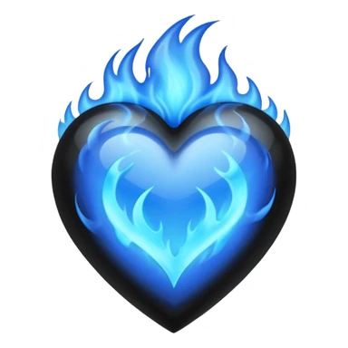 Black heart with blue flames sticker