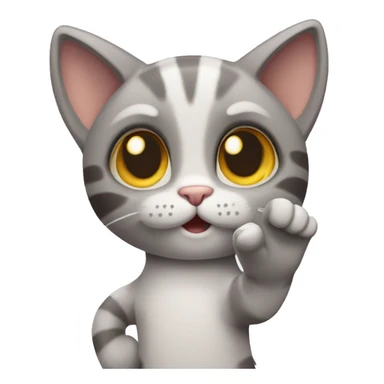 cat says bye and waves with paws sticker
