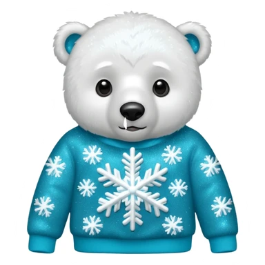 Glitter polar bear
with cyan snowflake on a black sweatshirt sticker