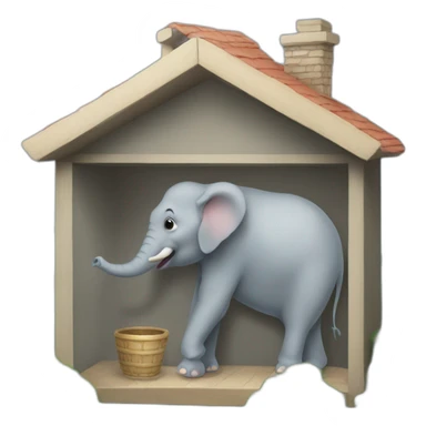 Elephant in a small house out of window sticker