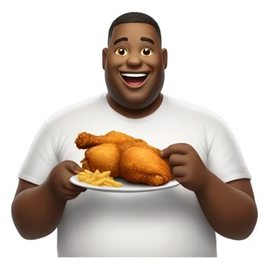 Fat man eating chicken  sticker