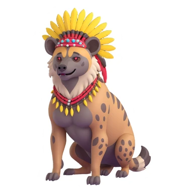 A native strong buff hyena with war bonnet posing  sticker