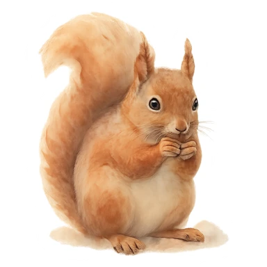 watercolor style squirrel eating sticker