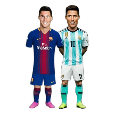 Cristiano Ronaldo with messi sticker