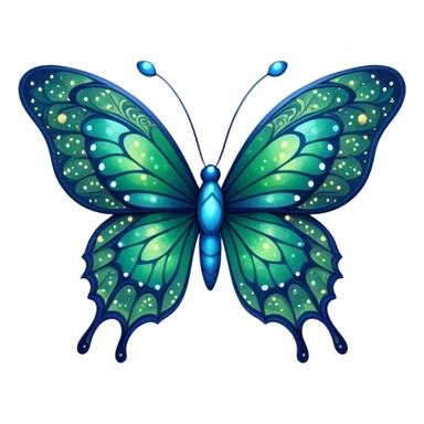 blue and green butterfly with stars from night sky sticker