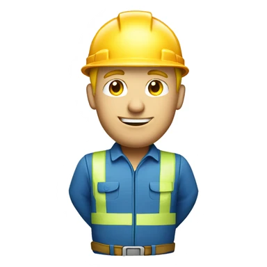 Blond Male construction worker wearing blue work wear sticker