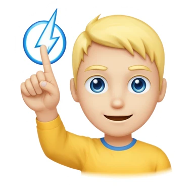 Yellow circle happy face with powder blue lightning bolt eyes with one hand pinching pointer finger and thumb together sticker