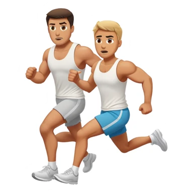 a muscular man afraid and running from his wife sticker