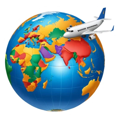 Globe Showing Europe-Africa with plane flying around it sticker