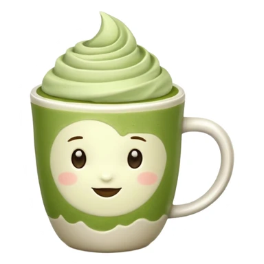 matcha latte in a cup without a spoon sticker