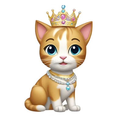 Sparkly princess-cat with tiara and necklace full body sticker