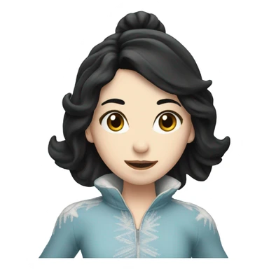 ice skater with black hair and pale skin skating trough the ice sticker