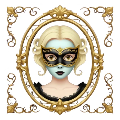 Spooky killer on mask on fancy mirror behind woman sticker