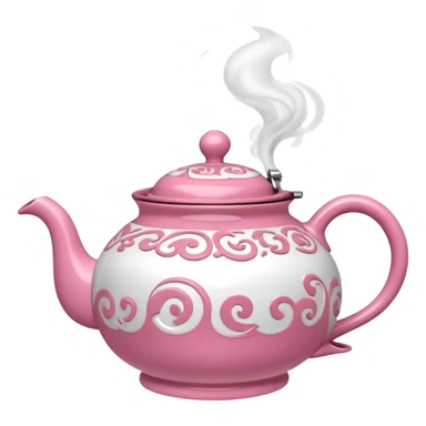 Pink steaming and boiling  tea pot with smoke sticker