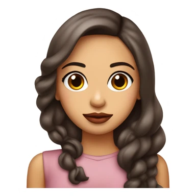 Chica pelinegra cabello medio largo piel morena clara ojos café oscuros con un labial rosita  sticker