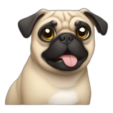 pug wearing a black t-shirt sticker