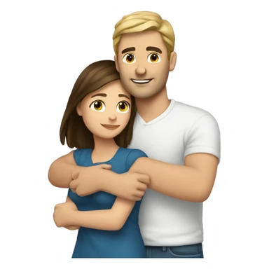 caucasian man hugging brunette girl sticker