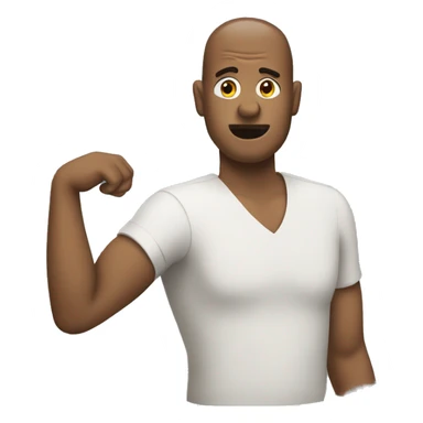 Man shrugging with the left arm in a bandaid sticker