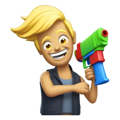trump with watergun sticker