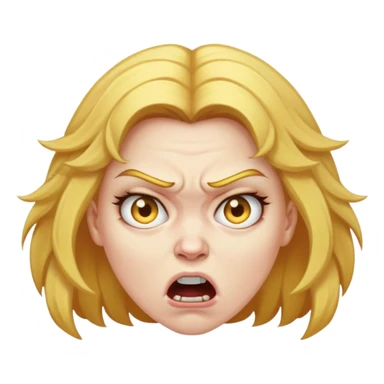 angry woman with weird golden hair sticker