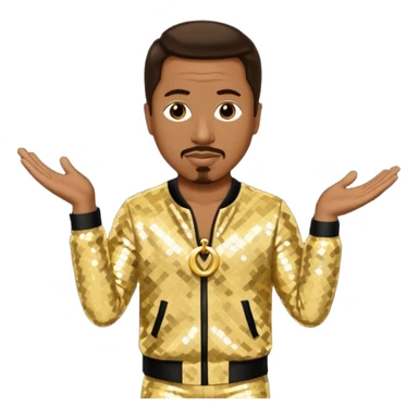 MC Hammer with dark brown hair, gold sequin outfit sticker