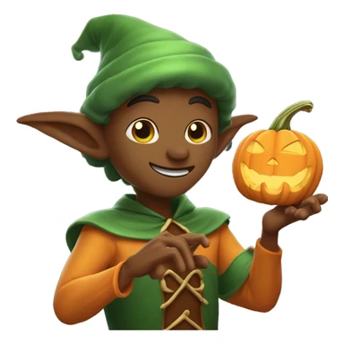 pumkin elf male casting a spell sticker