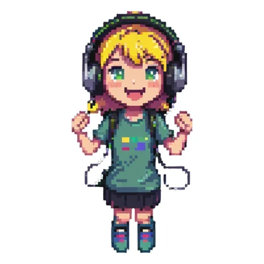 excited gamer girl in headphones sticker