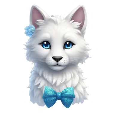 Anthro Cute Cool Kawaii gorgeous sparkly ethereal fantasy animal creature with blue eyes furry sona with flowers and bow tie beautiful aesthetic sticker
