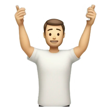 a man that in this right hand holds money and its other hand holds a phone and he is holding his hands up like praying and at top of his head is an texture of a Expense Management App  sticker