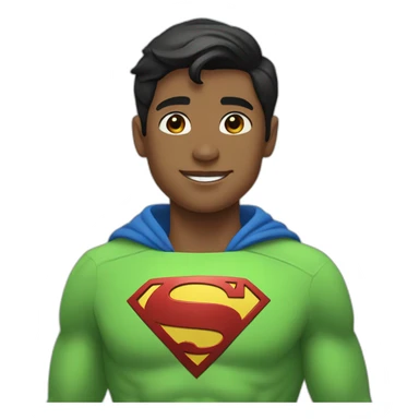 A Superman-like young person wears spring green clothes sticker