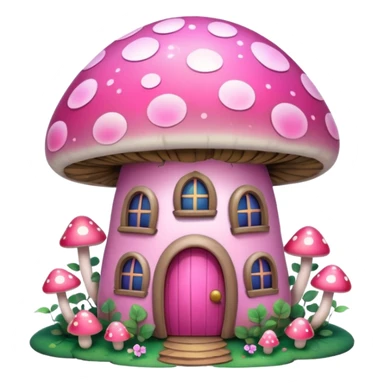 Pink girly Galaxy mushroom house covered in vines sticker