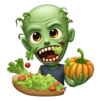 a zombie is eating vegtebales sticker
