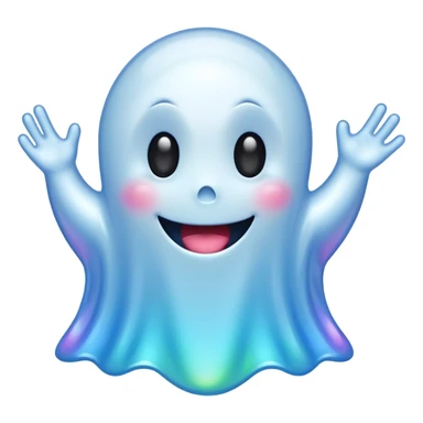 Holographic chrome happy cartoon ghost sticker