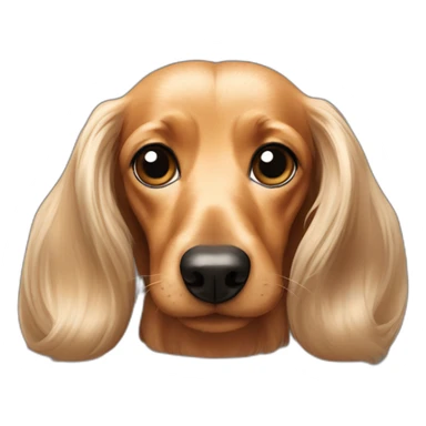long hair cream Dachshund dog face sticker
