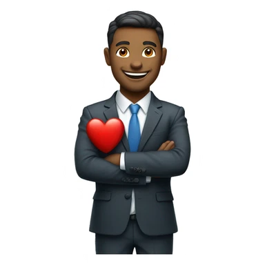 happy smiling businessman holding a heart forward. sticker